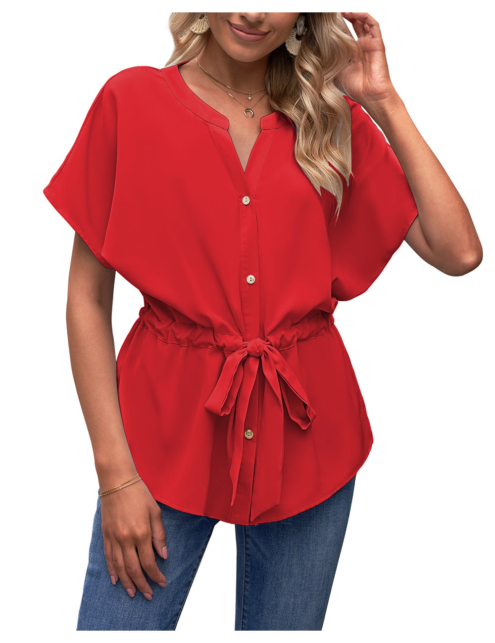 Corduair Casual Blouses for Women Peplum Button Down Lightweight Office Tops