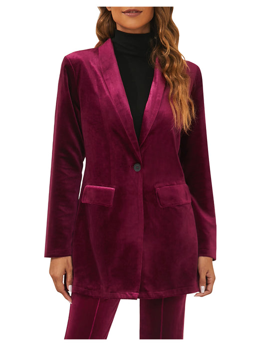 Corduair Long Sleeves Lapel Collar Velvet Blazers Dressy Casual Jackets for Women