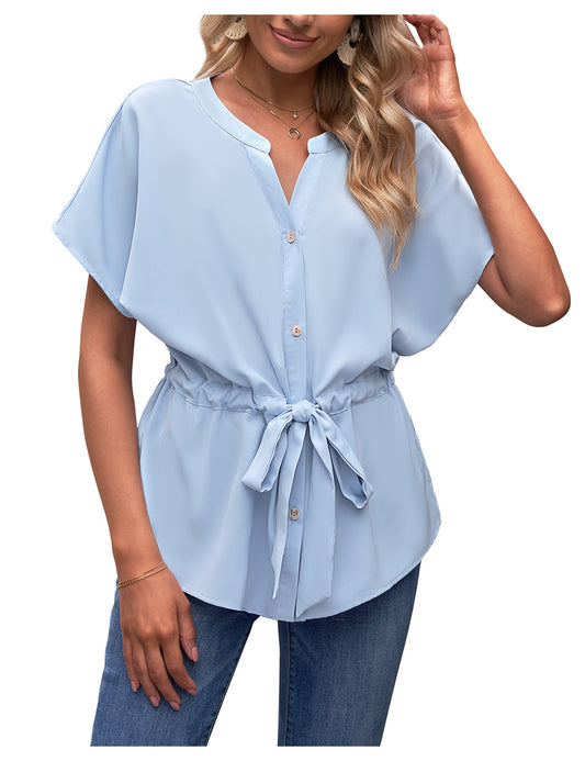 Corduair Casual Blouses for Women Peplum Button Down Lightweight Office Tops